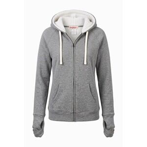 feeJays Fuzzwear Women's MEDIUM Gray Full Zip Sherpa Lined Hoodie Pockets
